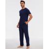 GYS Bamboo Viscose Men’s Pajama Sets Short Sleeve Crew Neck Lounge Sets with Pockets(Navy)
