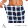 GYS Bamboo Viscose Men’s Pajama Sets Short Sleeve Crew Neck Lounge Sets with Pockets(Navy Green Plaid)