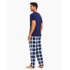 GYS Bamboo Viscose Men’s Pajama Sets Short Sleeve Crew Neck Lounge Sets with Pockets(Navy Green Plaid)
