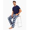 GYS Bamboo Viscose Men’s Pajama Sets Short Sleeve Crew Neck Lounge Sets with Pockets(Navy Green Plaid)