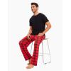 GYS Bamboo Viscose Men’s Pajama Sets Short Sleeve Crew Neck Lounge Sets with Pockets(Red Plaid)
