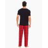 GYS Bamboo Viscose Men’s Pajama Sets Short Sleeve Crew Neck Lounge Sets with Pockets(Red Plaid)
