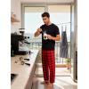 GYS Bamboo Viscose Men’s Pajama Sets Short Sleeve Crew Neck Lounge Sets with Pockets(Red Plaid)