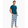 GYS Bamboo Viscose Men’s Pajama Sets Short Sleeve Crew Neck Lounge Sets with Pockets(White Green Plaid)