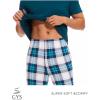 GYS Bamboo Viscose Men’s Pajama Sets Short Sleeve Crew Neck Lounge Sets with Pockets(White Green Plaid)