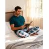 GYS Bamboo Viscose Men’s Pajama Sets Short Sleeve Crew Neck Lounge Sets with Pockets(White Green Plaid)
