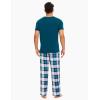 GYS Bamboo Viscose Men’s Pajama Sets Short Sleeve Crew Neck Lounge Sets with Pockets(White Green Plaid)