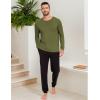 GYS Bamboo-Derived Viscose Men’s Pajama Top Soft Long Sleeve Sleep T-Shirt(Army Green)