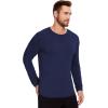 GYS Bamboo-Derived Viscose Men’s Pajama Top Soft Long Sleeve Sleep T-Shirt(Navy)