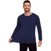 GYS Bamboo-Derived Viscose Men’s Pajama Top Soft Long Sleeve Sleep T-Shirt(Navy)