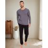 GYS Bamboo-Derived Viscose Men’s Pajama Top Soft Long Sleeve Sleep T-Shirt(Reddish Grey)