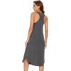 GYS Long Nightgown for Women – Viscose Made from Bamboo, Soft Sleeveless Sleep Shirt Summer Racerback Sleep Dress(Dark Heather Grey)