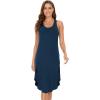 GYS Long Nightgown for Women – Viscose Made from Bamboo, Soft Sleeveless Sleep Shirt Summer Racerback Sleep Dress(Ink Blue)