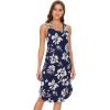 GYS Long Nightgown for Women – Viscose Made from Bamboo, Soft Sleeveless Sleep Shirt Summer Racerback Sleep Dress(Navy Floral)