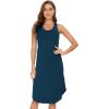 GYS Long Nightgown for Women – Viscose Made from Bamboo, Soft Sleeveless Sleep Shirt Summer Racerback Sleep Dress(Peacock Blue)