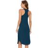 GYS Long Nightgown for Women – Viscose Made from Bamboo, Soft Sleeveless Sleep Shirt Summer Racerback Sleep Dress(Peacock Blue)
