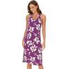GYS Long Nightgown for Women – Viscose Made from Bamboo, Soft Sleeveless Sleep Shirt Summer Racerback Sleep Dress(Purple Floral)
