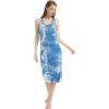 GYS Long Nightgown for Women – Viscose Made from Bamboo, Soft Sleeveless Sleep Shirt Summer Racerback Sleep Dress(Tie-dye Blue)