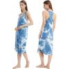GYS Long Nightgown for Women – Viscose Made from Bamboo, Soft Sleeveless Sleep Shirt Summer Racerback Sleep Dress(Tie-dye Blue)