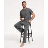 GYS Men’s Pajama Sets Bamboo Viscose Short Sleeve Top and Long Pants 2 Piece Sleepwear(Dark Heather Grey)