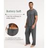 GYS Men’s Pajama Sets Bamboo Viscose Short Sleeve Top and Long Pants 2 Piece Sleepwear(Dark Heather Grey)