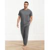 GYS Men’s Pajama Sets Bamboo Viscose Short Sleeve Top and Long Pants 2 Piece Sleepwear(Dark Heather Grey)