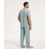 GYS Men’s Pajama Sets Bamboo Viscose Short Sleeve Top and Long Pants 2 Piece Sleepwear(Light Greyish Green)