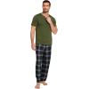 GYS Men’s Pajamas Set Short Sleeve Sleepwear Soft Pjs Top with Pants Cool Loungewear Set,Viscose Made from Bamboo(Army Green)