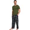 GYS Men’s Pajamas Set Short Sleeve Sleepwear Soft Pjs Top with Pants Cool Loungewear Set,Viscose Made from Bamboo(Army Green)