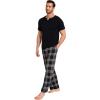 GYS Men’s Pajamas Set Short Sleeve Sleepwear Soft Pjs Top with Pants Cool Loungewear Set,Viscose Made from Bamboo(Black)