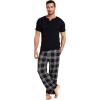 GYS Men’s Pajamas Set Short Sleeve Sleepwear Soft Pjs Top with Pants Cool Loungewear Set,Viscose Made from Bamboo(Black)