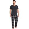 GYS Men’s Pajamas Set Short Sleeve Sleepwear Soft Pjs Top with Pants Cool Loungewear Set,Viscose Made from Bamboo(Dark Heather Grey)