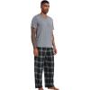 GYS Men’s Pajamas Set Short Sleeve Sleepwear Soft Pjs Top with Pants Cool Loungewear Set,Viscose Made from Bamboo(Heather Grey)
