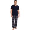 GYS Men’s Pajamas Set Short Sleeve Sleepwear Soft Pjs Top with Pants Cool Loungewear Set,Viscose Made from Bamboo(Navy)
