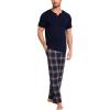 GYS Men’s Pajamas Set Short Sleeve Sleepwear Soft Pjs Top with Pants Cool Loungewear Set,Viscose Made from Bamboo(Navy)