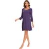 GYS Womens Bamboo Viscose Long Sleeve Nightgown Super Soft Lightweight Night Shirts for Sleeping(Air Purple)