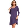 GYS Womens Bamboo Viscose Long Sleeve Nightgown Super Soft Lightweight Night Shirts for Sleeping(Air Purple)