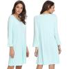 GYS Womens Bamboo Viscose Long Sleeve Nightgown Super Soft Lightweight Night Shirts for Sleeping(Aqua Green)