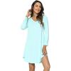 GYS Womens Bamboo Viscose Long Sleeve Nightgown Super Soft Lightweight Night Shirts for Sleeping(Crewneck/ Aqua)