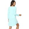 GYS Womens Bamboo Viscose Long Sleeve Nightgown Super Soft Lightweight Night Shirts for Sleeping(Crewneck/ Aqua)