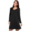 GYS Womens Bamboo Viscose Long Sleeve Nightgown Super Soft Lightweight Night Shirts for Sleeping(Crewneck/ Black)