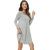 GYS Womens Bamboo Viscose Long Sleeve Nightgown Super Soft Lightweight Night Shirts for Sleeping(Crewneck/ Heather Grey)