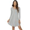 GYS Womens Bamboo Viscose Long Sleeve Nightgown Super Soft Lightweight Night Shirts for Sleeping(Crewneck/ Heather Grey)