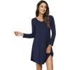 GYS Womens Bamboo Viscose Long Sleeve Nightgown Super Soft Lightweight Night Shirts for Sleeping(Crewneck/ Navy)