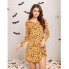 GYS Womens Bamboo Viscose Long Sleeve Nightgown Super Soft Lightweight Night Shirts for Sleeping(Crewneck/ Orange Halloween)