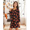 GYS Womens Bamboo Viscose Long Sleeve Nightgown Super Soft Lightweight Night Shirts for Sleeping(Crewneck/ Pumpkin)