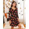 GYS Womens Bamboo Viscose Long Sleeve Nightgown Super Soft Lightweight Night Shirts for Sleeping(Crewneck/ Pumpkin)