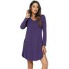 GYS Womens Bamboo Viscose Long Sleeve Nightgown Super Soft Lightweight Night Shirts for Sleeping(Crewneck/ Purple)