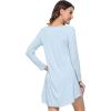 GYS Womens Bamboo Viscose Long Sleeve Nightgown Super Soft Lightweight Night Shirts for Sleeping(Crewneck/ Sterling Blue)