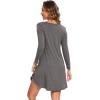 GYS Womens Bamboo Viscose Long Sleeve Nightgown Super Soft Lightweight Night Shirts for Sleeping(Crewneck/Dark Heather Grey)